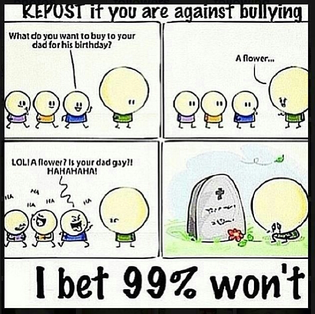 *repost* repost if your against bullying. if you want....